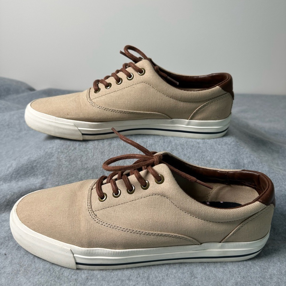 Joseph Abboud Mens Parker Tan Canvas Low Top Lace Up Sneakers 9.5 - Picture 4 of 7